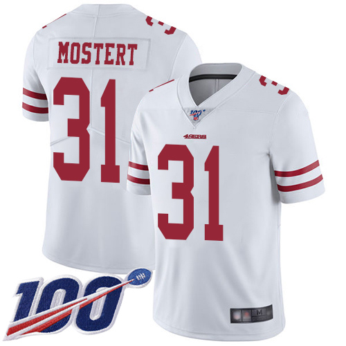 San Francisco 49ers Limited White Men Raheem Mostert Road NFL Jersey #31 100th Season Vapor Untouchable
